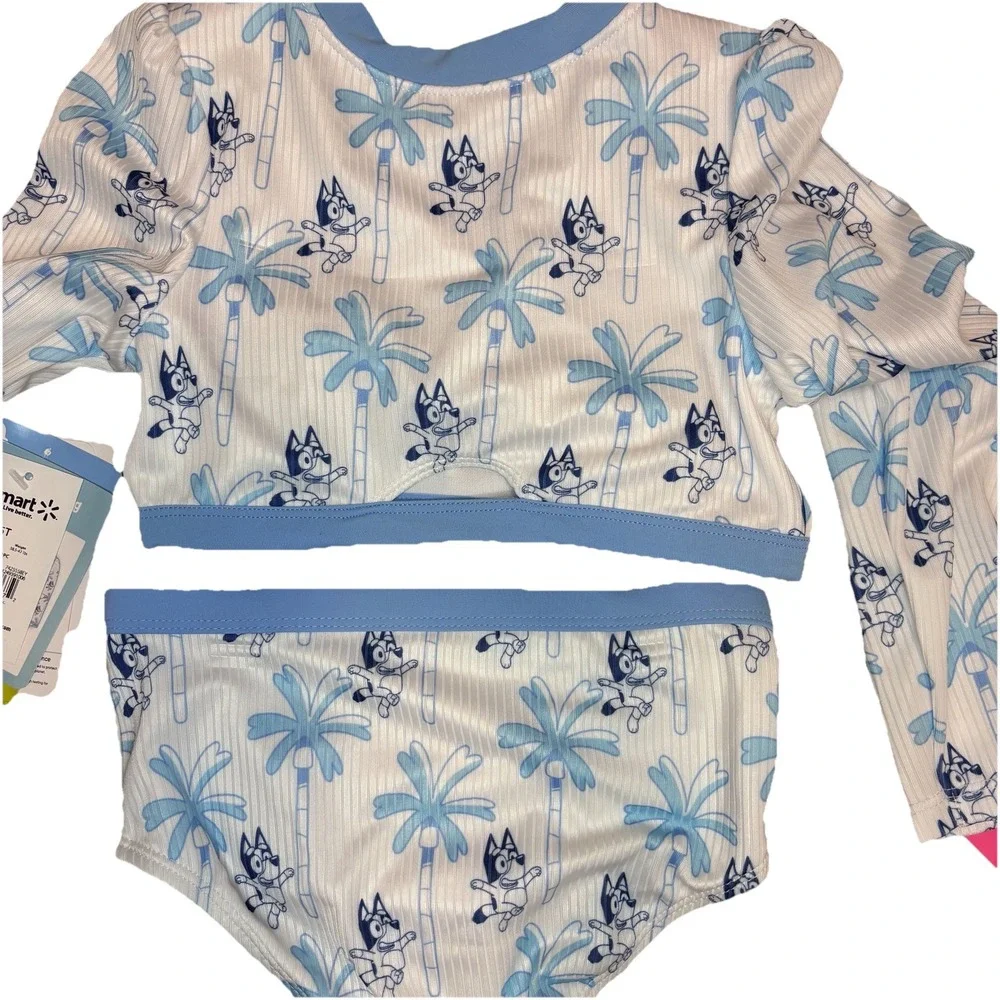 Bluey 2-piece Long Sleeve Rashguard swimsuit Swim lessons‎ UPF 50+  2T Beach